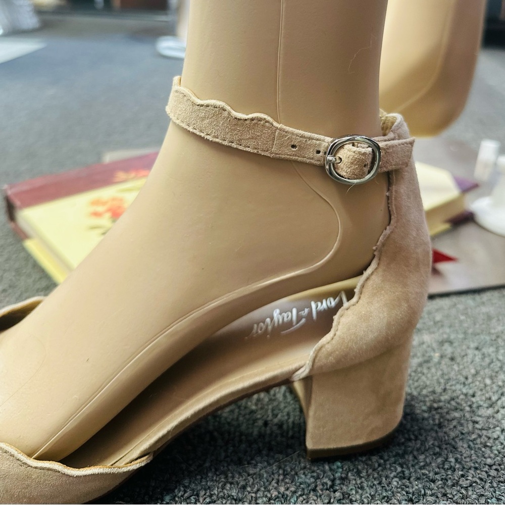 Lord & Taylor Suede Shoes,  Ankle Strap with Scallop Detail